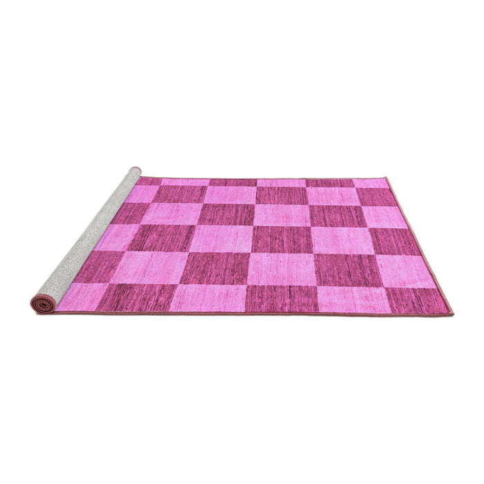 Sideview of Machine Washable Checkered Purple Modern Area Rugs, wshabs123pur
