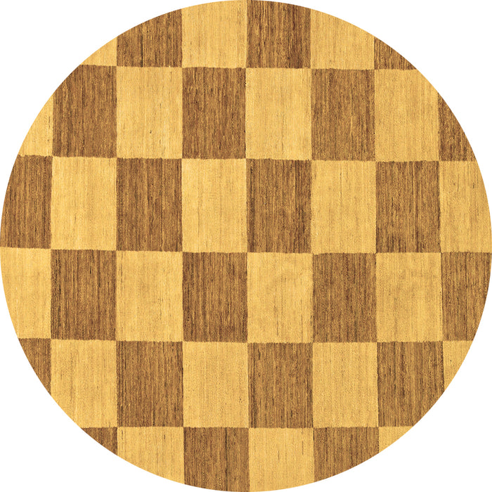 Round Checkered Brown Modern Rug, abs123brn