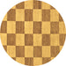 Round Checkered Brown Modern Rug, abs123brn