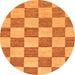 Round Machine Washable Checkered Orange Modern Area Rugs, wshabs123org