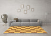 Machine Washable Checkered Brown Modern Rug in a Living Room,, wshabs123brn