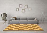 Machine Washable Checkered Brown Modern Rug, wshabs123brn