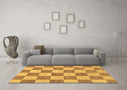 Machine Washable Checkered Brown Modern Rug in a Living Room,, wshabs123brn