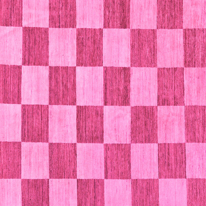 Square Machine Washable Checkered Pink Modern Rug, wshabs123pnk
