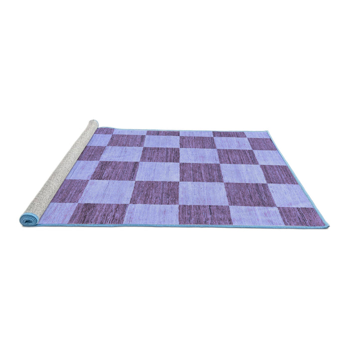 Sideview of Machine Washable Checkered Blue Modern Rug, wshabs123blu