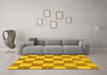 Machine Washable Checkered Yellow Modern Rug in a Living Room, wshabs123yw