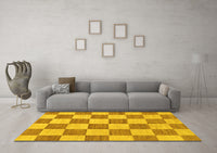 Machine Washable Checkered Yellow Modern Rug, wshabs123yw