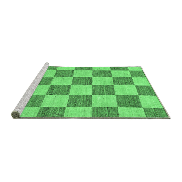 Sideview of Machine Washable Checkered Emerald Green Modern Area Rugs, wshabs123emgrn