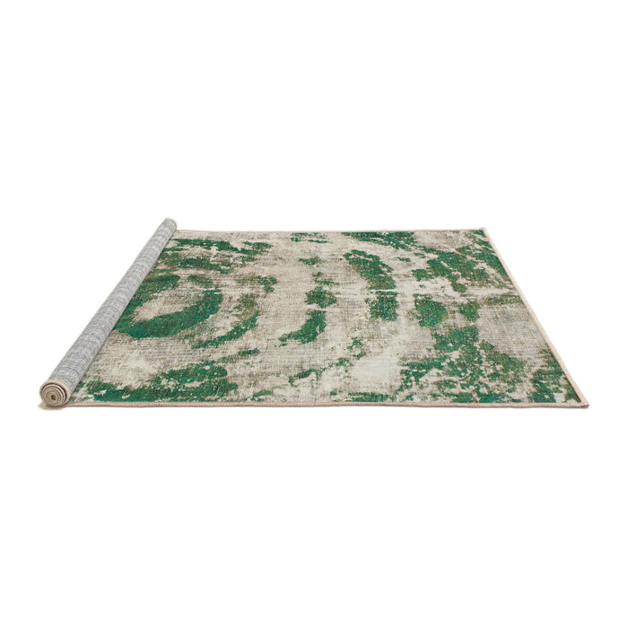 Sideview of Machine Washable Abstract Hazel Green Rug, wshabs1240
