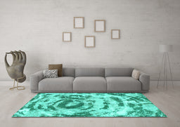 Machine Washable Abstract Turquoise Modern Area Rugs in a Living Room,, wshabs1240turq