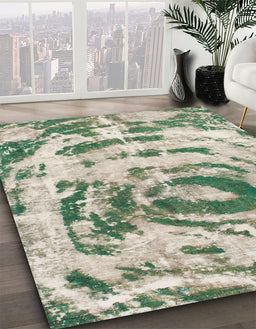 Abstract Hazel Green Modern Rug in Family Room, abs1240