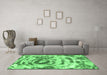 Machine Washable Abstract Emerald Green Modern Area Rugs in a Living Room,, wshabs1240emgrn