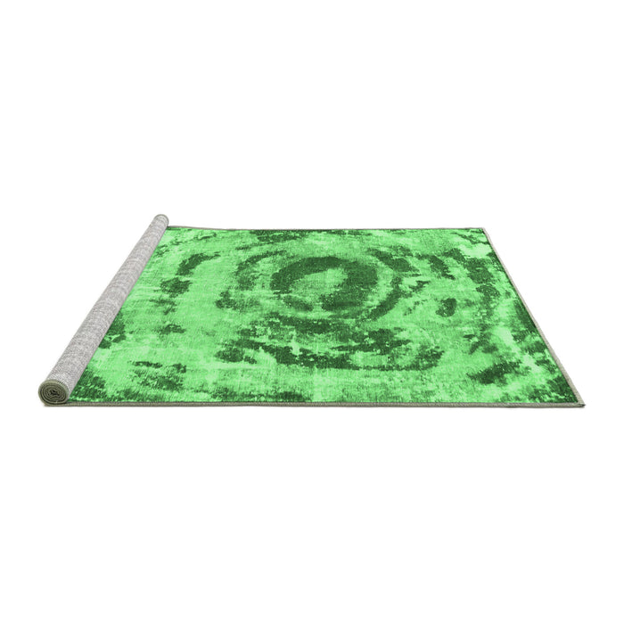 Sideview of Machine Washable Abstract Emerald Green Modern Area Rugs, wshabs1240emgrn