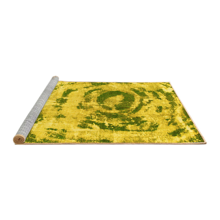 Sideview of Machine Washable Abstract Yellow Modern Rug, wshabs1240yw
