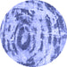 Round Abstract Blue Modern Rug, abs1240blu