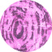 Round Machine Washable Abstract Pink Modern Rug, wshabs1240pnk