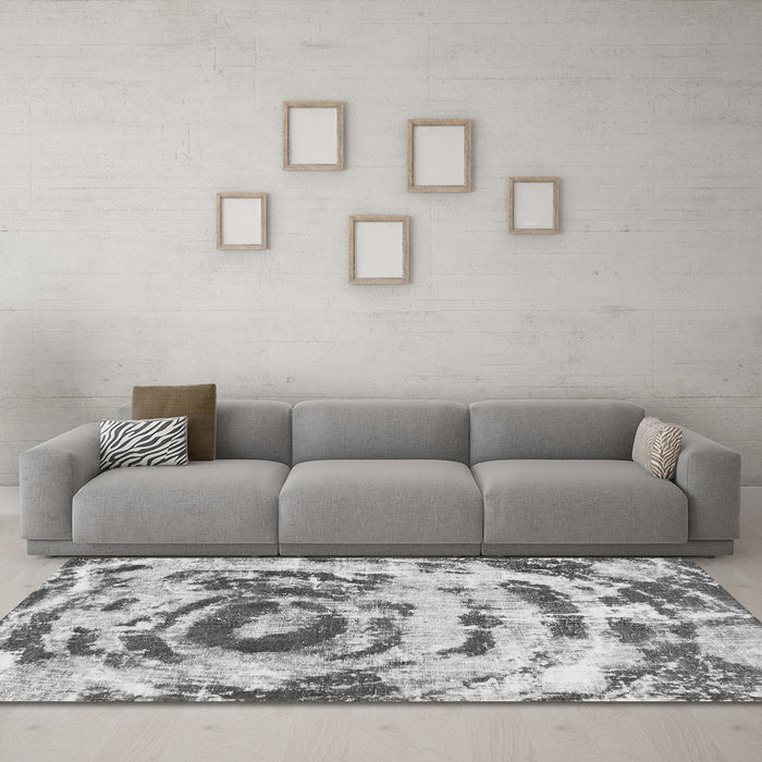 Machine Washable Abstract Gray Modern Rug in a Living Room,, wshabs1240gry