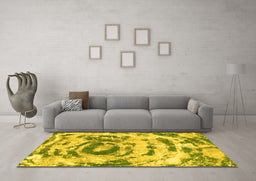 Machine Washable Abstract Yellow Modern Rug in a Living Room, wshabs1240yw