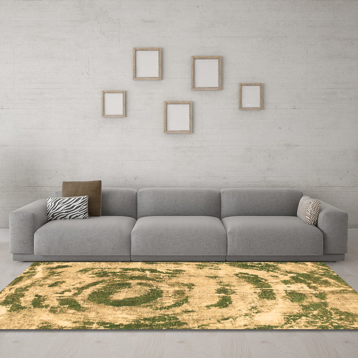 Machine Washable Abstract Brown Modern Rug in a Living Room,, wshabs1240brn