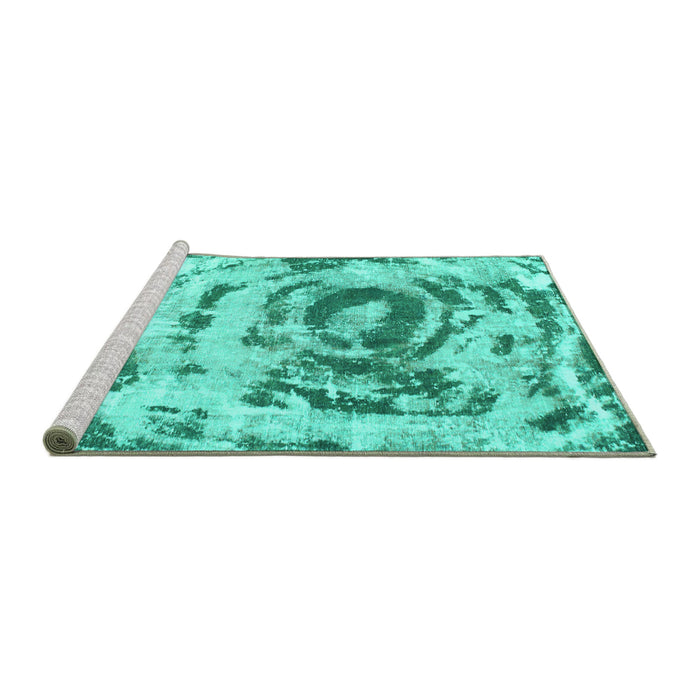 Sideview of Machine Washable Abstract Turquoise Modern Area Rugs, wshabs1240turq