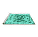 Sideview of Machine Washable Abstract Turquoise Modern Area Rugs, wshabs1240turq