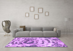 Machine Washable Abstract Purple Modern Area Rugs in a Living Room, wshabs1240pur