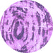 Round Machine Washable Abstract Purple Modern Area Rugs, wshabs1240pur