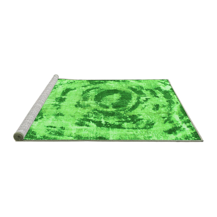 Sideview of Machine Washable Abstract Green Modern Area Rugs, wshabs1240grn