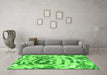 Machine Washable Abstract Green Modern Area Rugs in a Living Room,, wshabs1240grn