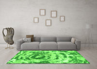 Machine Washable Abstract Green Modern Rug, wshabs1240grn