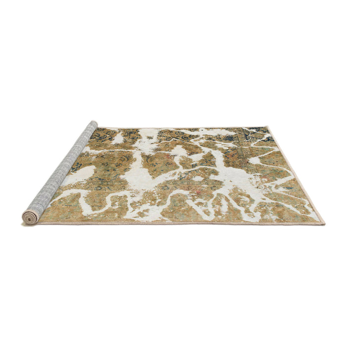 Sideview of Machine Washable Abstract Desert Sand Beige Rug, wshabs1241
