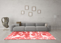 Machine Washable Abstract Red Modern Rug, wshabs1241red