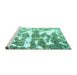 Sideview of Machine Washable Abstract Turquoise Modern Area Rugs, wshabs1241turq