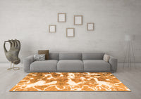 Machine Washable Abstract Orange Modern Rug, wshabs1241org