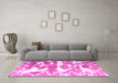 Machine Washable Abstract Pink Modern Rug in a Living Room, wshabs1241pnk