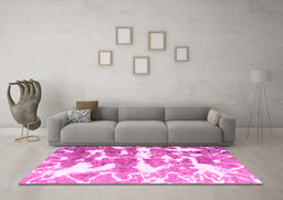 Machine Washable Abstract Pink Modern Rug in a Living Room, wshabs1241pnk