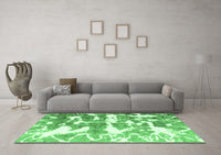 Machine Washable Abstract Emerald Green Modern Rug, wshabs1241emgrn