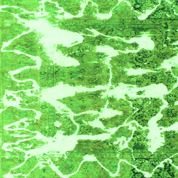 Square Abstract Green Modern Rug, abs1241grn