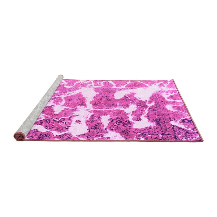 Sideview of Machine Washable Abstract Pink Modern Rug, wshabs1241pnk