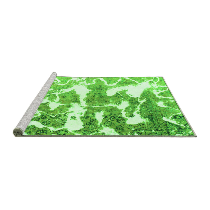 Sideview of Machine Washable Abstract Green Modern Area Rugs, wshabs1241grn