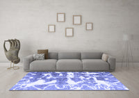 Machine Washable Abstract Blue Modern Rug, wshabs1241blu