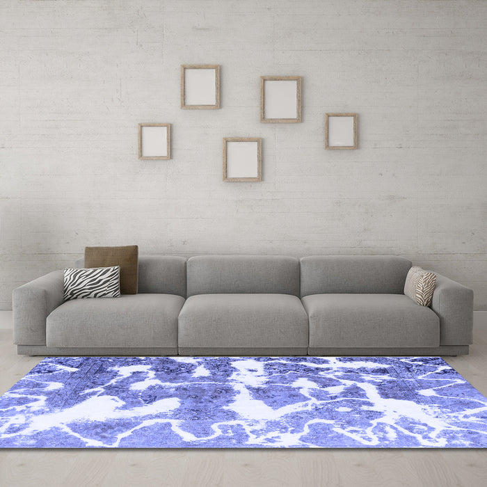 Machine Washable Abstract Blue Modern Rug in a Living Room, wshabs1241blu