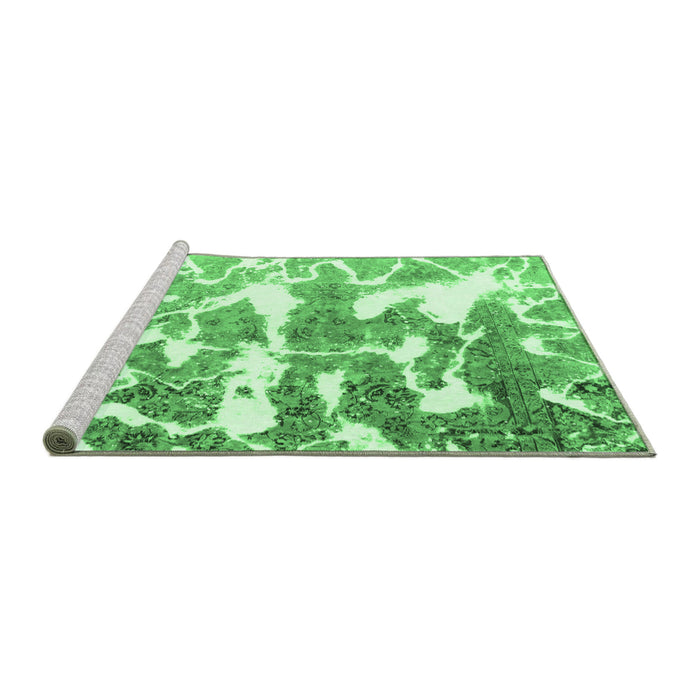 Sideview of Machine Washable Abstract Emerald Green Modern Area Rugs, wshabs1241emgrn