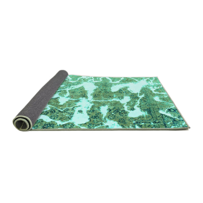 Sideview of Abstract Turquoise Modern Rug, abs1241turq