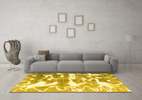 Machine Washable Abstract Yellow Modern Rug, wshabs1241yw