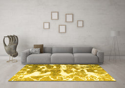 Machine Washable Abstract Yellow Modern Rug in a Living Room, wshabs1241yw