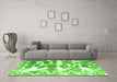 Machine Washable Abstract Green Modern Area Rugs in a Living Room,, wshabs1241grn