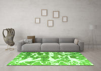 Machine Washable Abstract Green Modern Rug, wshabs1241grn