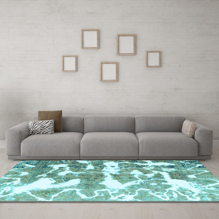 Machine Washable Abstract Light Blue Modern Rug in a Living Room, wshabs1241lblu