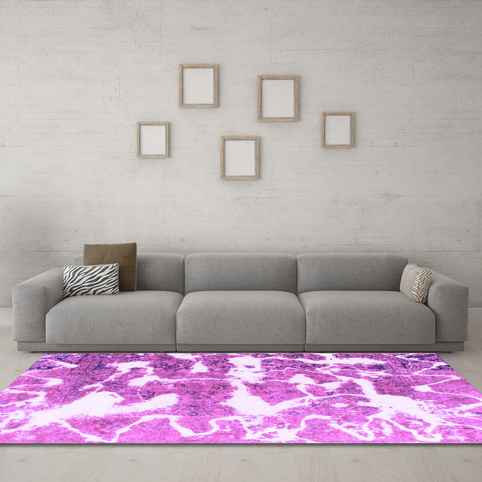 Machine Washable Abstract Purple Modern Area Rugs in a Living Room, wshabs1241pur